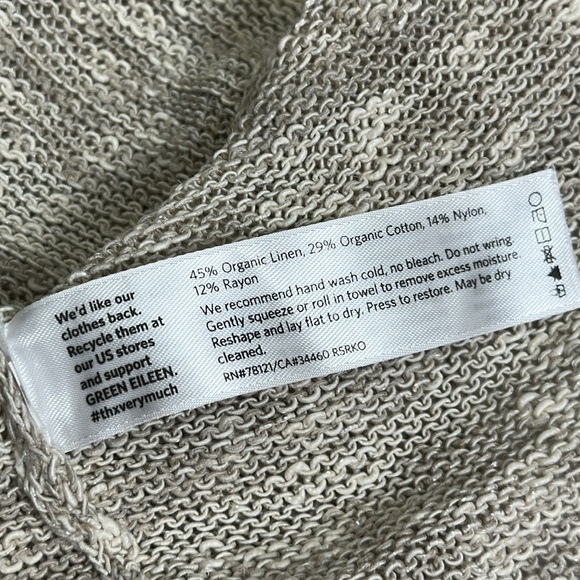 EILEEN FISHER Woman 2X Open Front Cardigan Organic Linen Blend Beige Drape Fit - Picture 6 of 9